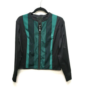 NY 77 Design Black Green Sporty Nova Long Sleeve Stretch Full Zip Jacket 3 US L